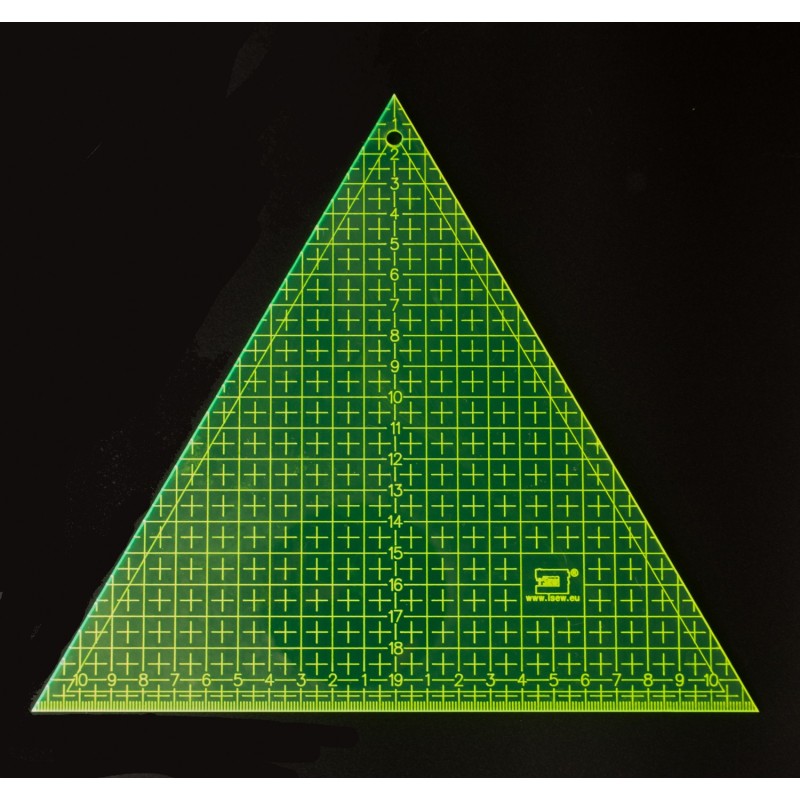 Patchworkové pravítko - triangle 20x22 cm - fluo